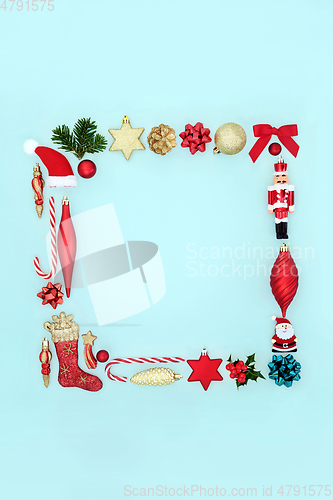 Image of Minimal Square Christmas Wreath with Traditional Decorations