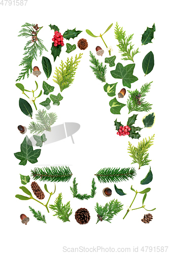 Image of Christmas Tree Concept Shape with English Winter Greenery   