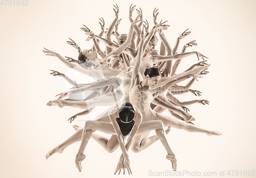 Image of The group of modern ballet dancers. Contemporary art ballet