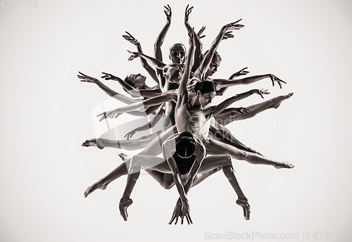 Image of The group of modern ballet dancers. Contemporary art ballet