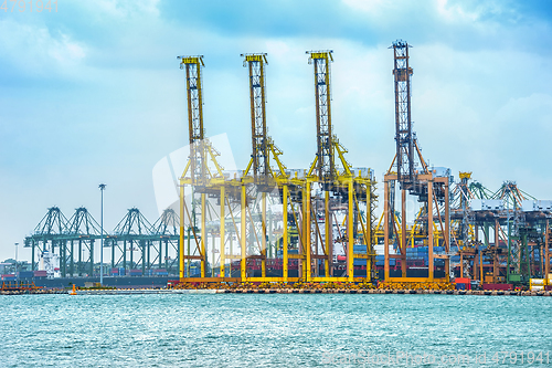 Image of Freight cranes in commercial port