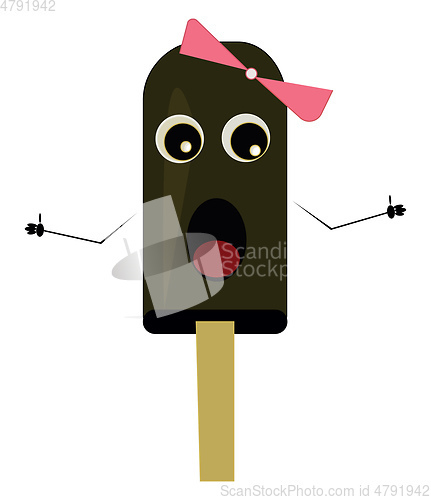 Image of Cute cartoon funny girl ice cream stick  vector or color illustr