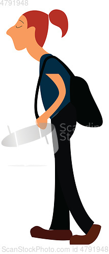 Image of A girl walking with a backpack symbolizing off to school vector 