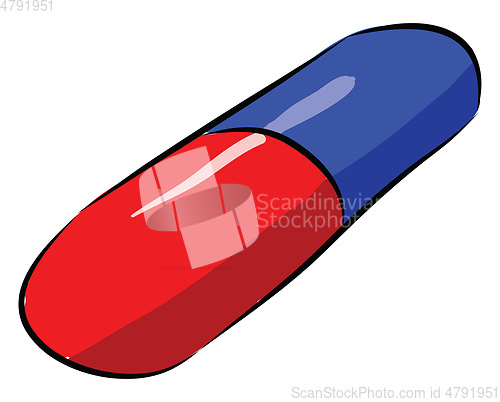 Image of Red and blue medicine pill vector illustration on white backgrou