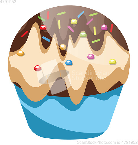Image of Cupcake with vanilla and chcolate icing with sprinklesillustrati