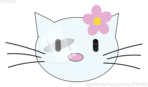 Image of Hellokitty wearing purple flower illustration vector on white ba