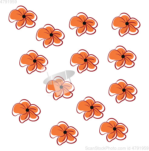 Image of Vector illustration of orange hibiscus texture on white backlgro