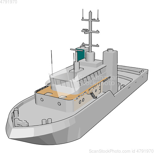 Image of Simple vetor illustration of a white navy battle ship white back