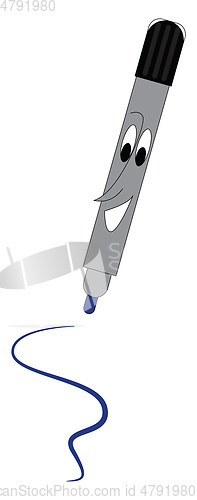 Image of Blue marker with a face on it looks cute vector or color illustr
