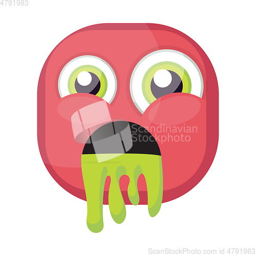 Image of Square pink emoji puking vector illustration on a white backgrou