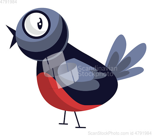 Image of Blue and red christmas bird vector illustration on a white backg