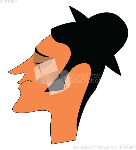 Image of A man is wearing a small black traditional round hat vector colo