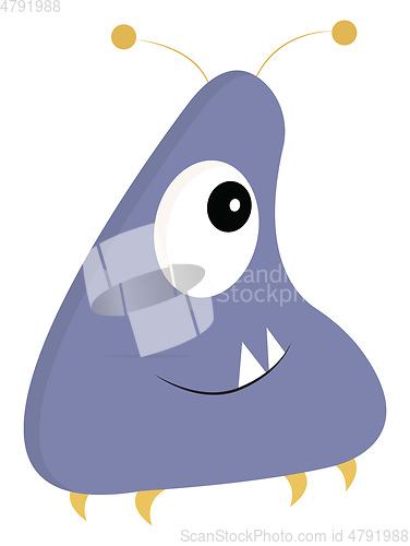 Image of Cute one eyed light purple monster vector illustration on white 