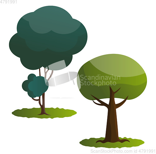 Image of Couple of green trees vector illustration on white background