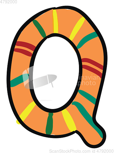 Image of Painting of the letter Q alphabet in multicolors vector or color