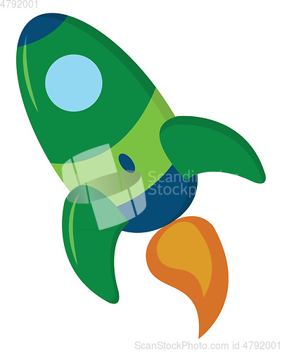 Image of A green rocket in space vector or color illustration