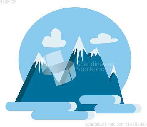 Image of Blue snow covered mountain vector or color illustration