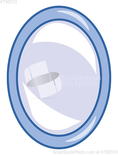 Image of A blue oval mirror vector or color illustration