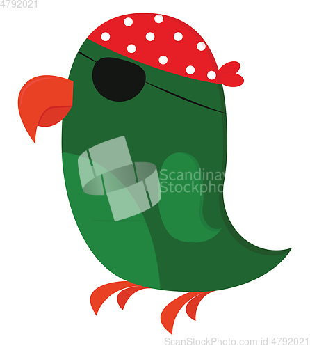 Image of Clipart of a green pirate\'s parrot vector or color illustration