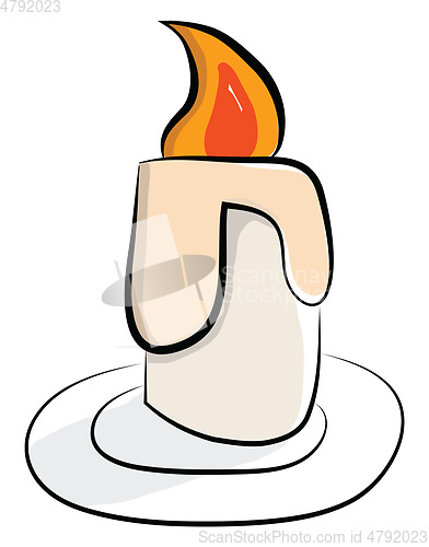 Image of Clipart of a glowing candle melting vector color drawing or illu