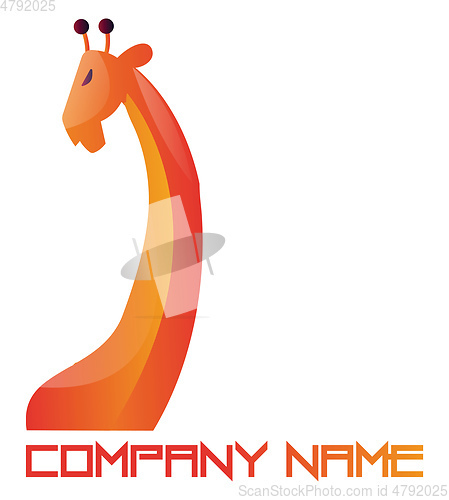 Image of Orange and red simple logo vector illustration of a giraffe on w