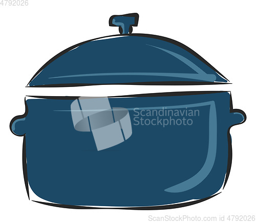 Image of Clipart of a blue-colored non-stick saucepan provided with a lid