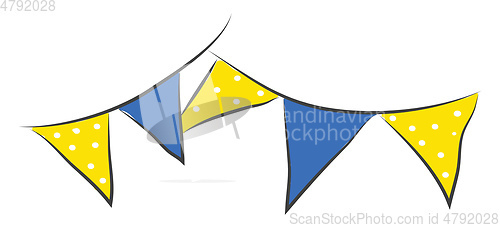 Image of Blue and yellow party garland vector illustration on white backg