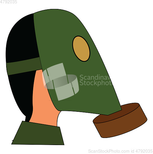 Image of Man with green gas mask simple vector illustration on white back