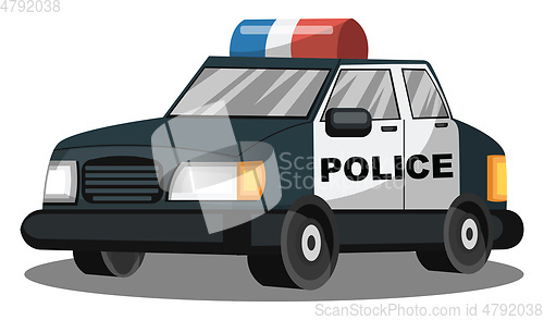 Image of Deep blue and white police vehicle vector illustration on white 