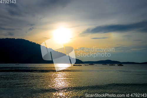 Image of Teluk Pauh beach at sunset, Perhentian Islands, Malaysia