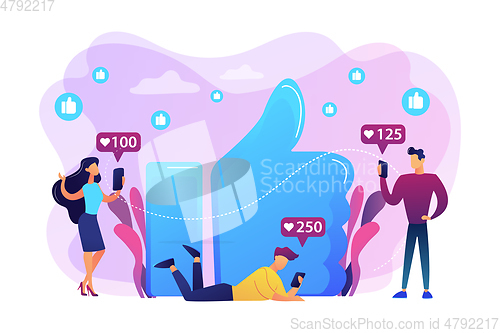 Image of Likes addiction concept vector illustration.