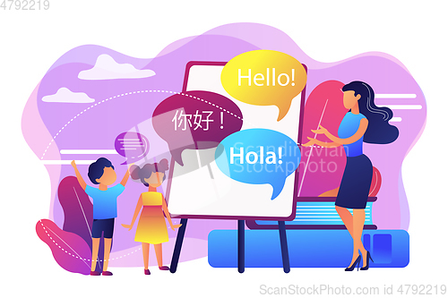 Image of Language learning camp concept vector illustration.