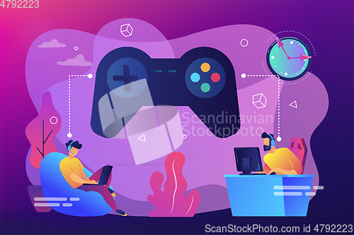 Image of Gaming disorder concept vector illustration.