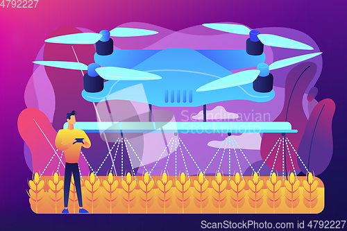 Image of Agriculture drone use concept vector illustration.