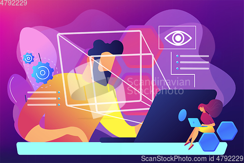 Image of Eye tracking technology concept vector illustration.