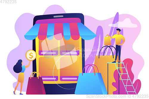 Image of Mobile based marketplace concept vector illustration.