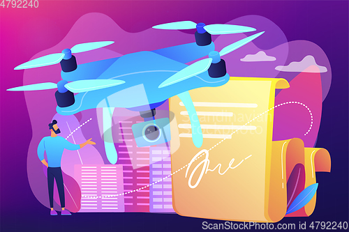 Image of Drone flying regulations concept vector illustration.