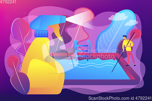 Image of Pool and outdoor cleaning concept vector illustration.