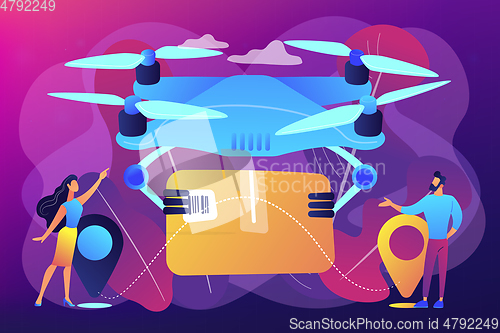 Image of Drone delivery concept vector illustration.