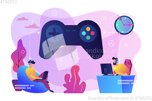 Image of Gaming disorder concept vector illustration.