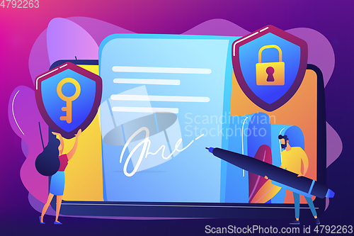 Image of Electronic signature concept vector illustration.