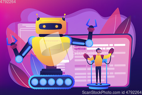 Image of Remotely operated robots concept vector illustration.