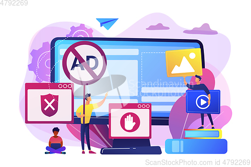 Image of Ad blocking software concept vector illustration.