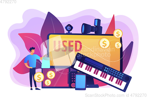 Image of Used electronics trading concept vector illustration.