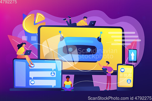 Image of Chatbot development platform concept vector illustration.