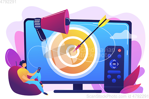 Image of Addressable TV advertising concept vector illustration.