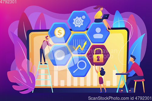 Image of Cyber security management concept vector illustration.