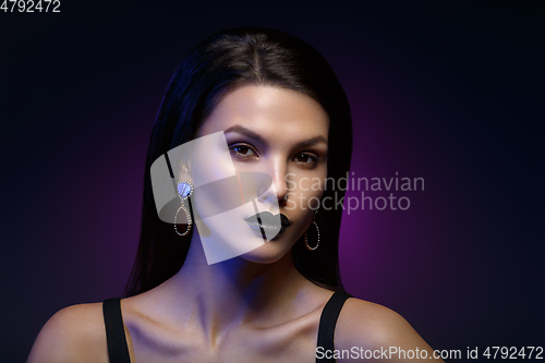 Image of beautiful girl with black lips