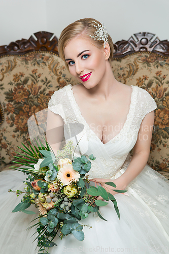 Image of beautiful girl in wedding gown