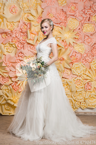 Image of beautiful girl in wedding gown